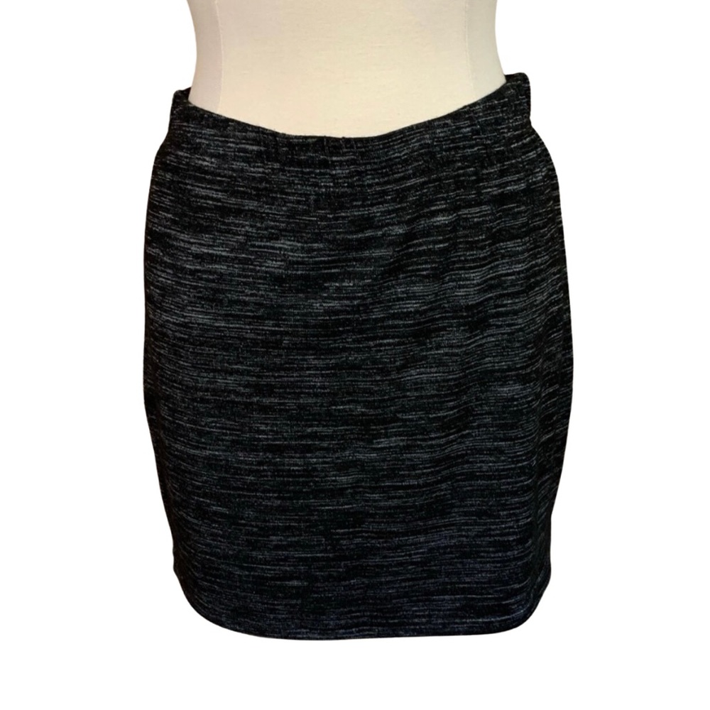 RD STYLE Black Knit Skirt Size Large Space Dye Elastic Waist